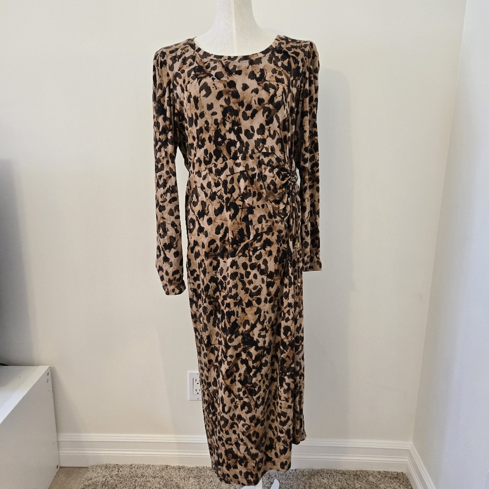 Cabi Selma Leopard Print‎ Maxi Dress Size Large
